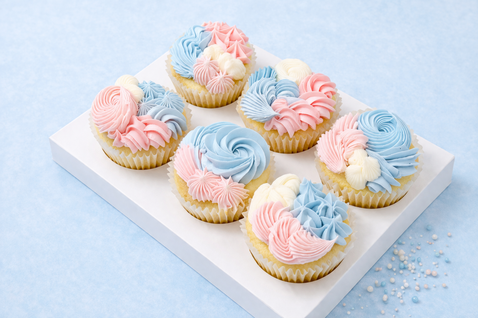 Baby blue and pink cupcake