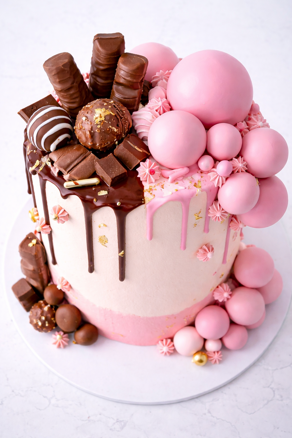Half and half drip cake