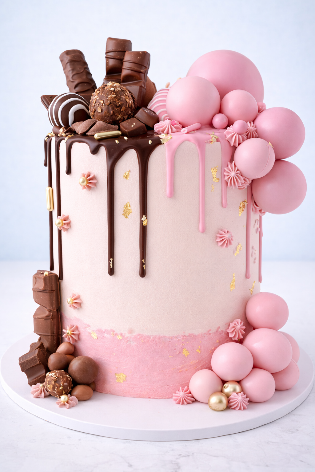 Half and half drip cake