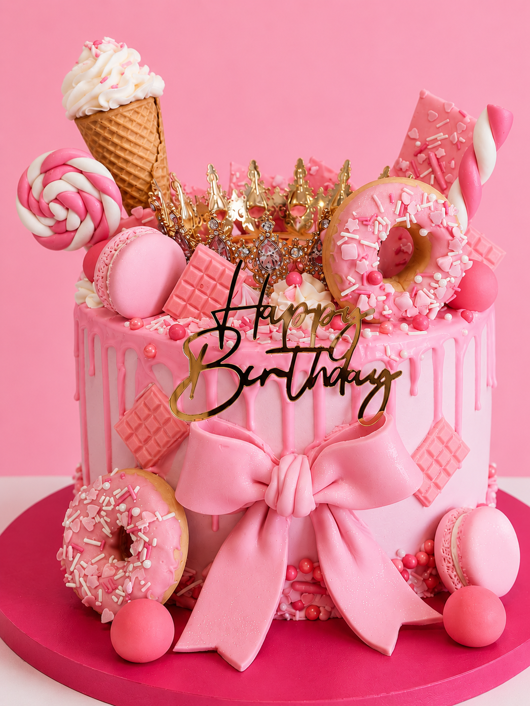 New - Pink Princess Overload Drip Cake