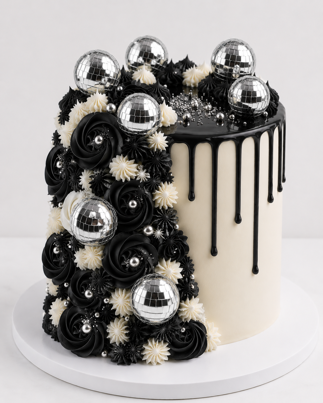 Disco ball cascade cake